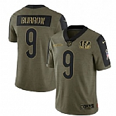 Nike Cincinnati Bengals 9 Joe Burrow 2021 Olive Salute To Service Limited Jersey Dyin,baseball caps,new era cap wholesale,wholesale hats